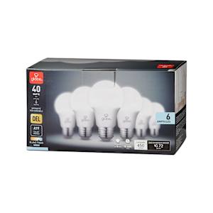 A19 Daylight LED Light Bulbs 6 W Pkg/6