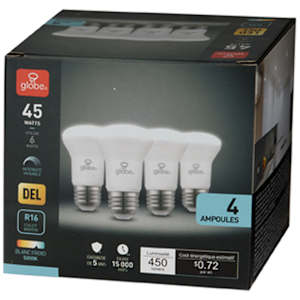 Ampoules DEL R16 blanc froid 6 W Pqt/4