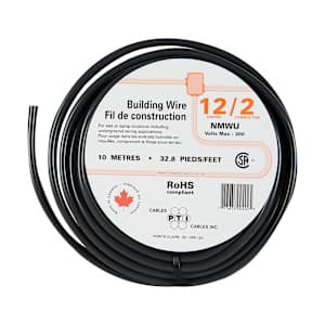 Exterior Electrical Wire NMWU 12/2 Black 10 m