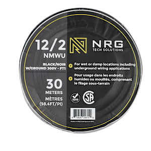 Fil électrique d'extérieur NMWU 12/2 noir 30 m