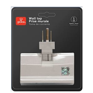 Multiprise murale pivotante blanche à 3 prises