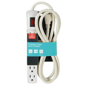 6-Outlet Power Bar White 6 ft.