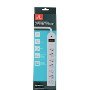 7-Outlet Power Bar White 4 ft.