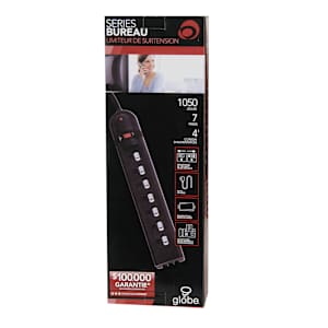 7-Outlet Power Bar Black 4 ft.