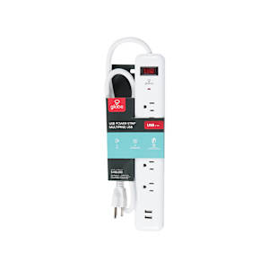 6-Outlet and 2-USB Ports Power Bar White 3 ft.
