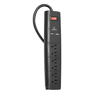 6-Outlet and 2-USB Ports Power Bar Black 3 ft.