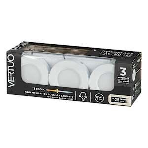 Rondelles d'éclairage DEL blanc chaud Pqt/3