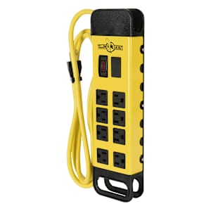 8-Outlet and 2-USB Ports Power Bar Yellow 6 ft.