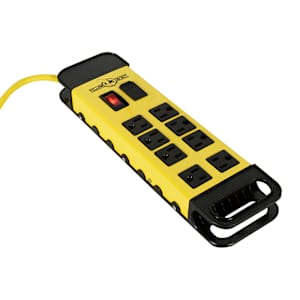 8-Outlet and 2-USB Ports Power Bar Yellow 6 ft.