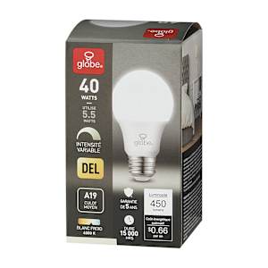 Ampoule DEL A19 blanc froid 5,5 W