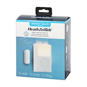 Wireless Night Light Plug-In Doorbell with Push Button White