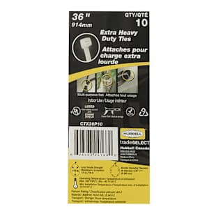 Attaches autobloquantes pour fils charge extra lourde 36 po Pqt/10