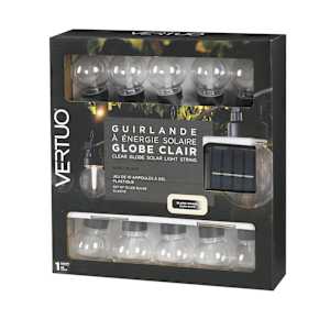 Guirlande à énergie solaire globe clair VERTUO
