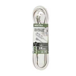 NEKTRA Indoor Small Device Extension Cord 3 m
