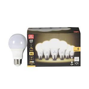 A19 LED Light Bulbs 6 W Warm White Pkg/6