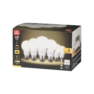A19 LED Light Bulbs 6 W Warm White Pkg/6