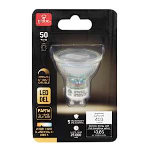 Ampoule-réflecteur DEL GU10 PAR16, 5,5 W blanc chaud