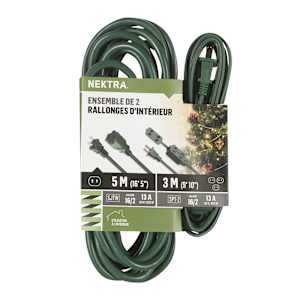 NEKTRA Indoor Extension Cords 3 m & 5 m