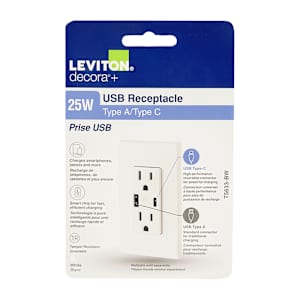 Secure Electrical Outlet Decora 15 A + 2 USB Ports