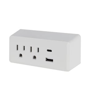 2-Outlet and 2-USB Ports Wall Adapter White