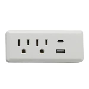 2-Outlet and 2-USB Ports Wall Adapter White