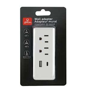 2-Outlet and 2-USB Ports Wall Adapter White