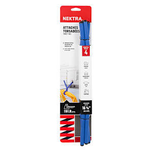 NEKTRA Twist Ties 16 5/8 in. Blue Pkg/4