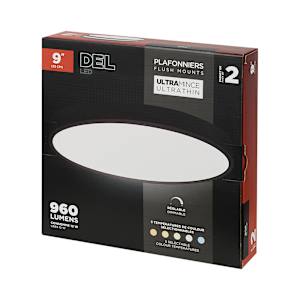 VERTUO Ultra Thin Black LED Flush Mounts 9 in. Pkg/2