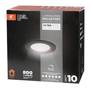 Encastrés DEL ultraminces noir 4 po Pqt/10 VERTUO