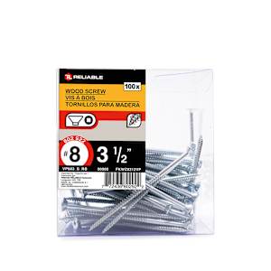 Flat Head Wood Screws 1/2 in. n° 8 Pkg/100
