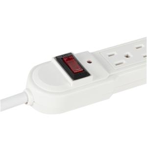 6-Outlet Power Bar White 3 ft.
