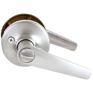 Poignée de porte de salle de bains bec-de-cane Kim chrome satiné