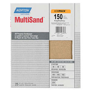 Papiers sablés d'oxyde d'aluminium 9 po x 11 po grain 150 Pqt/25
