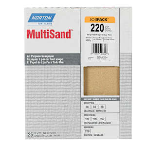 Aluminum Oxide Sandpapers 9 in. x 11 in. 220 Grit Pkg/25
