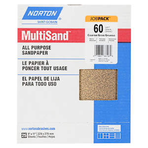 Aluminum Oxide Sandpaper 9 in. x 11 in. 60 Grit Pkg/25