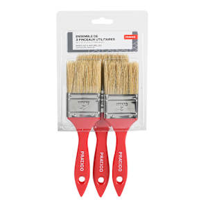 Set of 3 Straight Natural Bristle Brushes