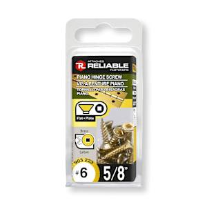 Flat Head Piano Hinges Screws 5/8 in. n° 6 Brass Pkg/18