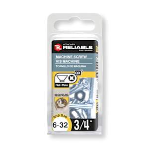 Boulons mécaniques T.P. 6-32 x 3/4 po Pqt/12