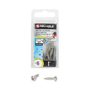 Stainless Steel Metal Screws 1 in. n° 6 Pkg/10