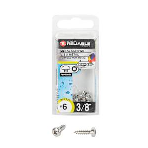 Stainless Steel Metal Screws 3/8 in. n° 6 Pkg/12