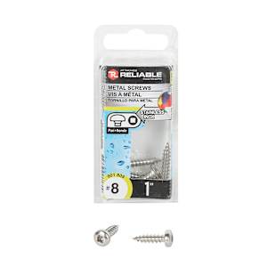 Stainless Steel Metal Screws 1 in. n° 8 Pkg/5
