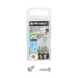 Stainless Steel Metal Screws 5/8 in. n° 8 Pkg/7
