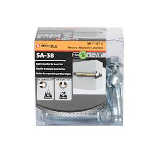 Douilles d'ancrage pour béton 3/8 po x 1 7/8 po Pqt/15