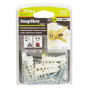 Chevilles d'ancrage pour gypse SnapSkru Pqt/10