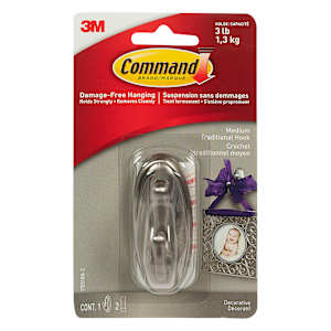 3M Brushed Nickel Adhesive Decorative Hook