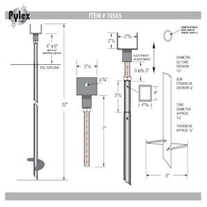 Pieu ajustable noir 32 po PYLEX