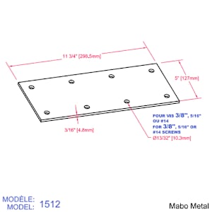 Beam Reinforcement Plate (n° 1512) 11 3/4 in. x 5 in. x 3/16 in.