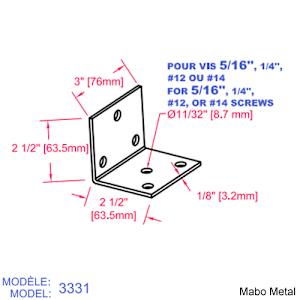 Beam Steel Angle Brace (n° 3331) 3 in. x 2 1/2 in. x 2 1/2 in. x 1/8 in.
