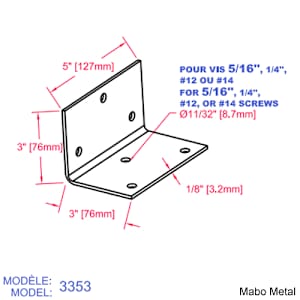 Beam Steel Angle Brace (n° 3353) 5 in. x 3 in. x 3 in. x 1/8 in.