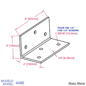 Beam Steel Angle Brace (n° 4481) 8 in. x 4 in. x 4 in. x 3/16 in.